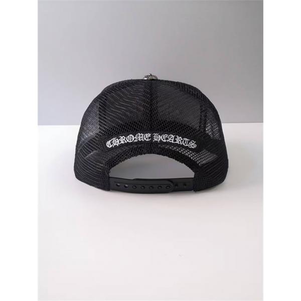 ブラック メッシュキャップ Chrome Hearts クロムハーツ コピー CHロゴ刺繍 フラットバイザー 通気パネル ストリートアクセサリー