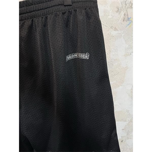 ブラック メッシュショーツ Chrome Hearts クロムハーツ コピー CHロゴ刺繍 ゴムウエスト ドローコード付き カジュアルハーフパンツ