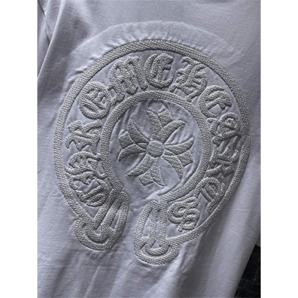 バックプリントTシャツ Chrome Hearts クロムハーツ コピー トーンオンクロス柄 半袖 丸首 ストリートカジュアル