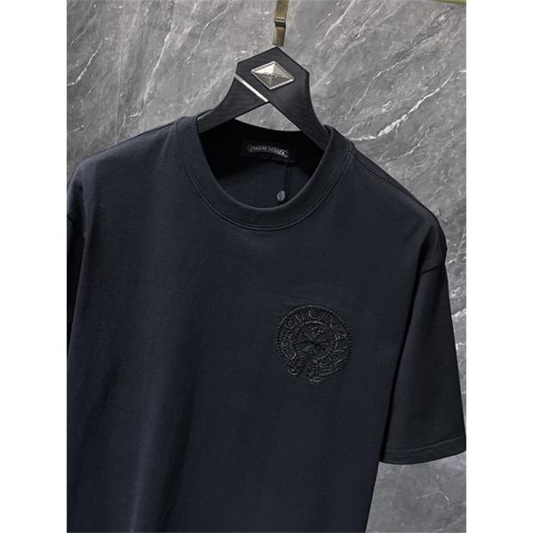 バックプリントTシャツ Chrome Hearts クロムハーツ コピー トーンオンクロス柄 半袖 丸首 ストリートカジュアル