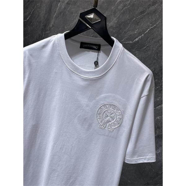 バックプリントTシャツ Chrome Hearts クロムハーツ コピー トーンオンクロス柄 半袖 丸首 ストリートカジュアル