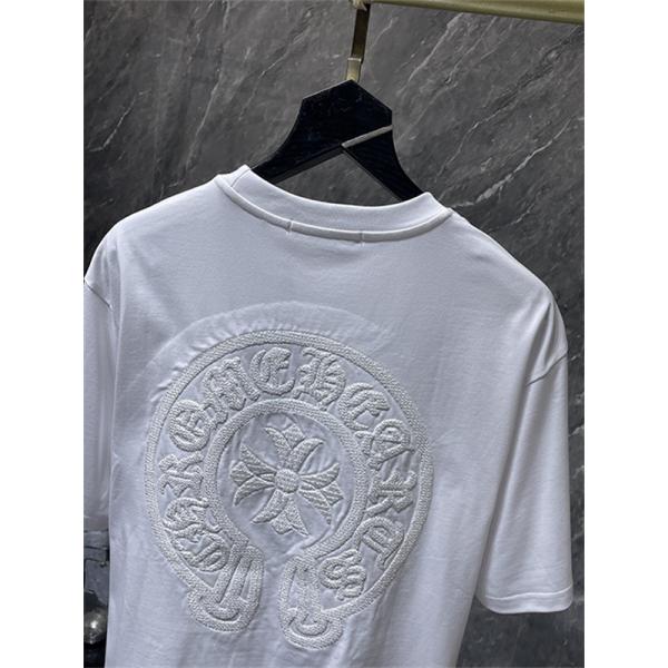 バックプリントTシャツ Chrome Hearts クロムハーツ コピー トーンオンクロス柄 半袖 丸首 ストリートカジュアル