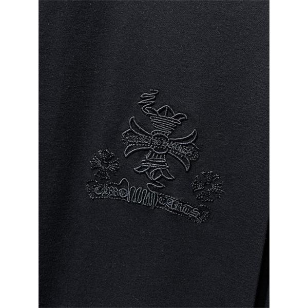 ブラック ホワイト 半袖Tシャツ Chrome Hearts クロムハーツ コピー トーンオンサークルロゴ バックグラフィック クルーネック リラックスシルエット