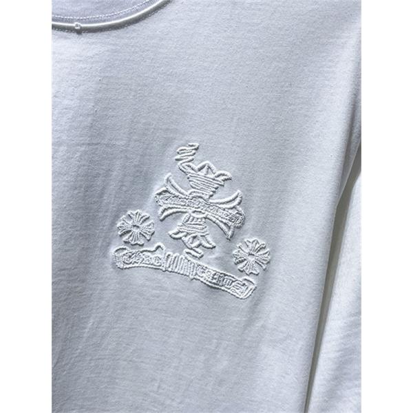 ブラック ホワイト 半袖Tシャツ Chrome Hearts クロムハーツ コピー トーンオンサークルロゴ バックグラフィック クルーネック リラックスシルエット