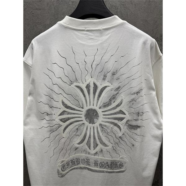  ブラック 半袖Tシャツ Chrome Hearts マルチカラークロスプリント クロムハーツ コピー ペイントスプラッシュ クルーネック ゆったりシルエット