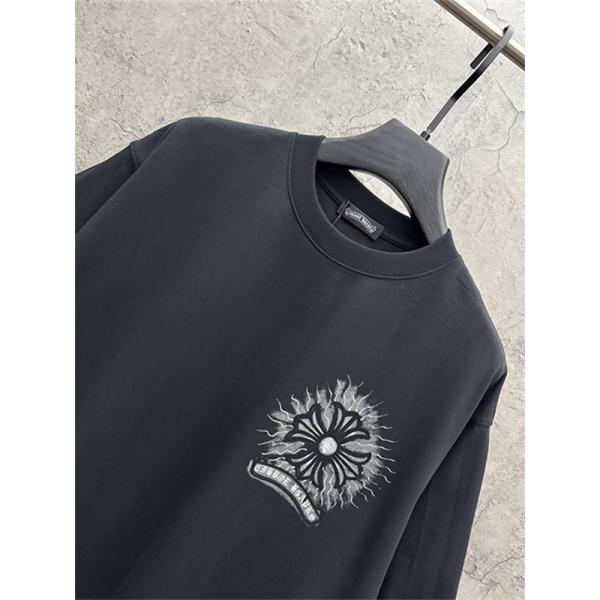  ブラック 半袖Tシャツ Chrome Hearts マルチカラークロスプリント クロムハーツ コピー ペイントスプラッシュ クルーネック ゆったりシルエット