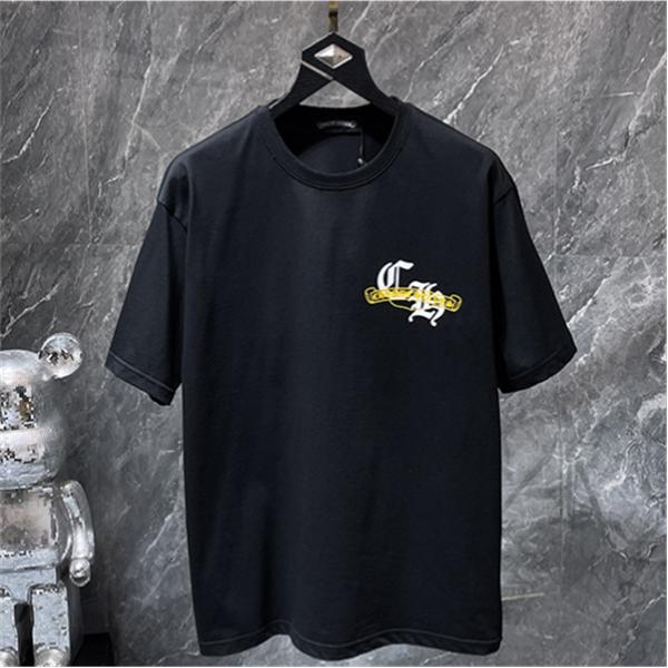 半袖Tシャツ Chrome Hearts クロムハーツ コピー フロントイエローリボンロゴ バック総柄グラフィック クルーネック
