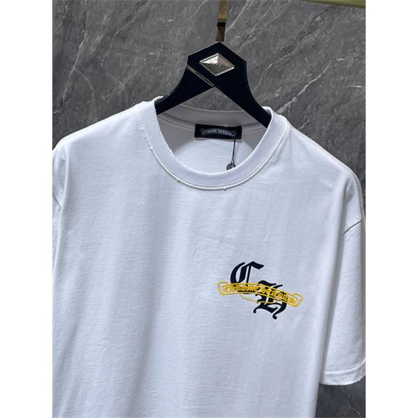 半袖Tシャツ Chrome Hearts クロムハーツ コピー フロントイエローリボンロゴ バック総柄グラフィック クルーネック