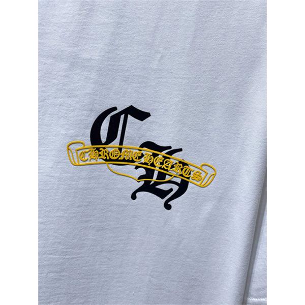 半袖Tシャツ Chrome Hearts クロムハーツ コピー フロントイエローリボンロゴ バック総柄グラフィック クルーネック