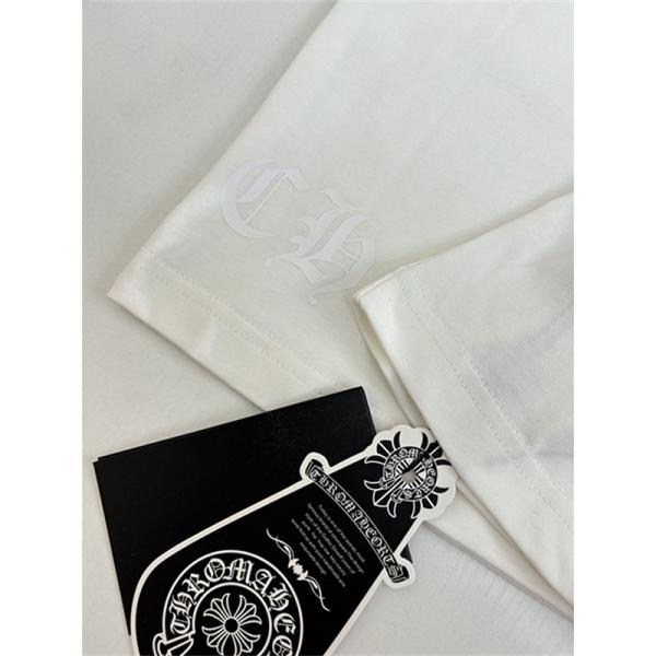  ホワイト 長袖Tシャツ Chrome Hearts クロムハーツ コピー 胸ポケットロゴ ブルースリーブグラフィック クルーネック ゆったりシルエット