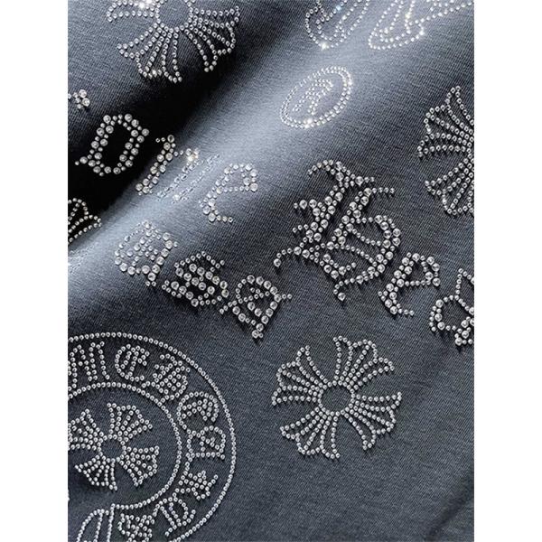 ホワイト 半袖Tシャツ Chrome Hearts クロムハーツ コピー 胸元サークルロゴ クルーネック シンプルカジュアル