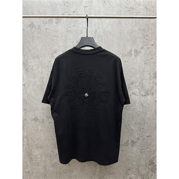 チャコールグレー 半袖カットソー Chrome Hearts クロムハーツ コピー ベーシック無地調 クルーネック リラックスフィット