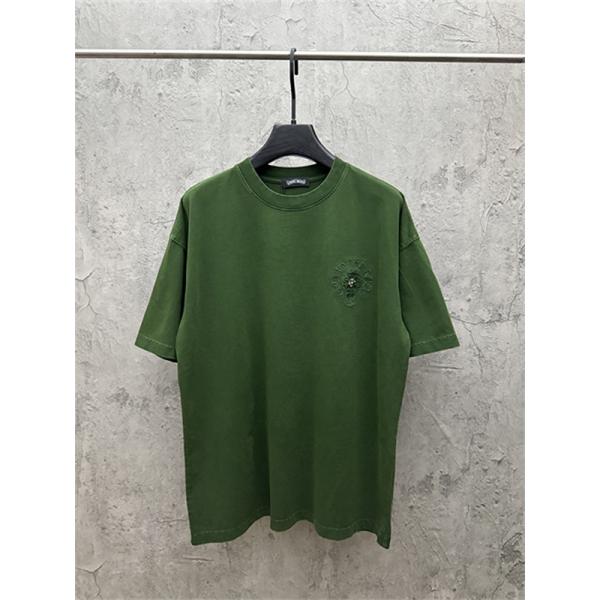 チャコールグレー 半袖カットソー Chrome Hearts クロムハーツ コピー ベーシック無地調 クルーネック リラックスフィット
