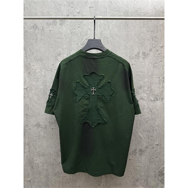 ブラックベース クロスパッチ バックデザイン オーバーサイズ 半袖Tシャツ CHROME HEARTS クロムハーツ コピー