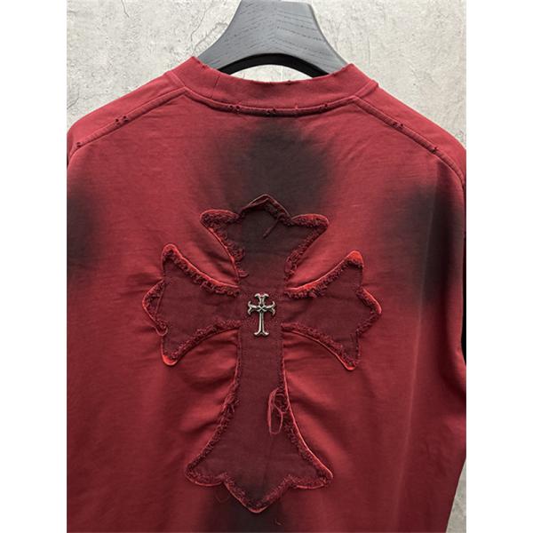 ブラックベース クロスパッチ バックデザイン オーバーサイズ 半袖Tシャツ CHROME HEARTS クロムハーツ コピー