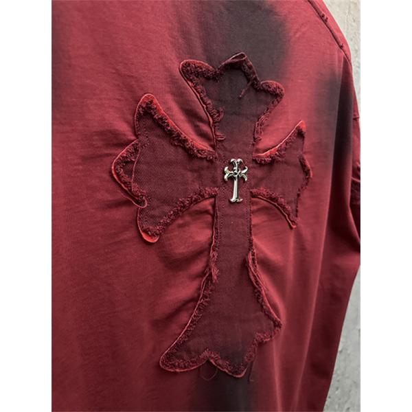 ブラックベース クロスパッチ バックデザイン オーバーサイズ 半袖Tシャツ CHROME HEARTS クロムハーツ コピー