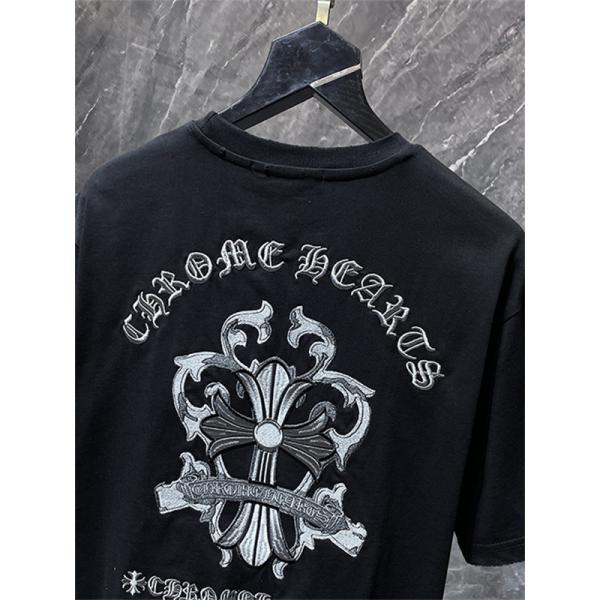 ブラック 半袖Tシャツ Chrome Hearts クロムハーツ コピー フローラル