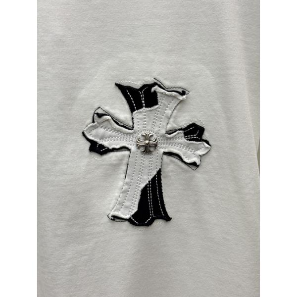 ディープグリーン 半袖Tシャツ Chrome Hearts クロムハーツ コピー 胸元サークルロゴ 同色刺繍調 クルーネック ゆったりシルエット