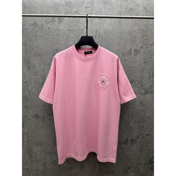 半袖Tシャツ Chrome Hearts クロムハーツ コピー フローラルクロスバックロゴ ゴシックレタリング クルーネック ゆったりシルエット