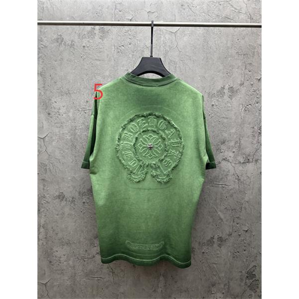 ピンク 半袖カットソー Chrome Hearts クロムハーツ コピー トーンロゴ ワンポイント刺繍風 ウォッシュ加工 丸首 カジュアルトップス