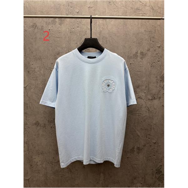  クリームベージュ 半袖Tシャツ Chrome Hearts クロムハーツ コピー 胸元グリーンサークルロゴ クルーネック ワンポイントデザイン