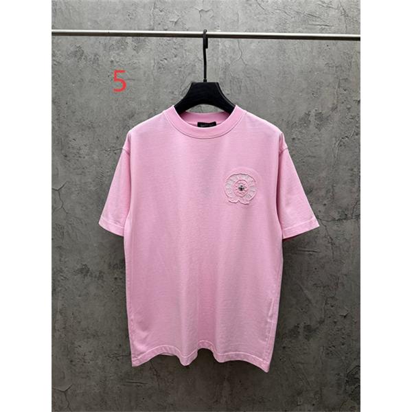  クリームベージュ 半袖Tシャツ Chrome Hearts クロムハーツ コピー 胸元グリーンサークルロゴ クルーネック ワンポイントデザイン