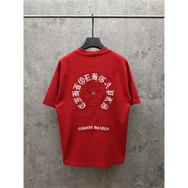  クリームベージュ 半袖Tシャツ Chrome Hearts クロムハーツ コピー 胸元グリーンサークルロゴ クルーネック ワンポイントデザイン