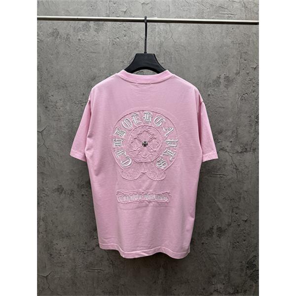  クリームベージュ 半袖Tシャツ Chrome Hearts クロムハーツ コピー 胸元グリーンサークルロゴ クルーネック ワンポイントデザイン