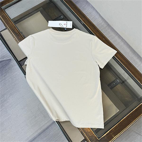 ホワイト 半袖Tシャツ MONCLER モンクレール コピー TOMORROW IS SMILINGロゴ クルーネック フロント英字プリント すっきりシルエット