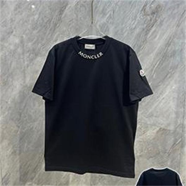 半袖Tシャツ MONCLER モンクレール コピー ネックロゴプリント クルーネック 袖ワッペン 無地調 カジュアルトップス