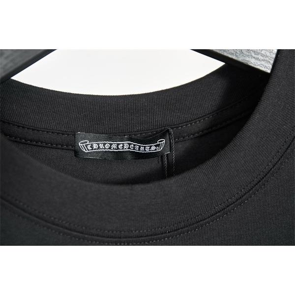 ホワイト 半袖Tシャツ Chrome Hearts クロムハーツ コピー 胸元ワンポイントロゴ バックビッグクロスグラフィック クルーネック モノトーンデザイン