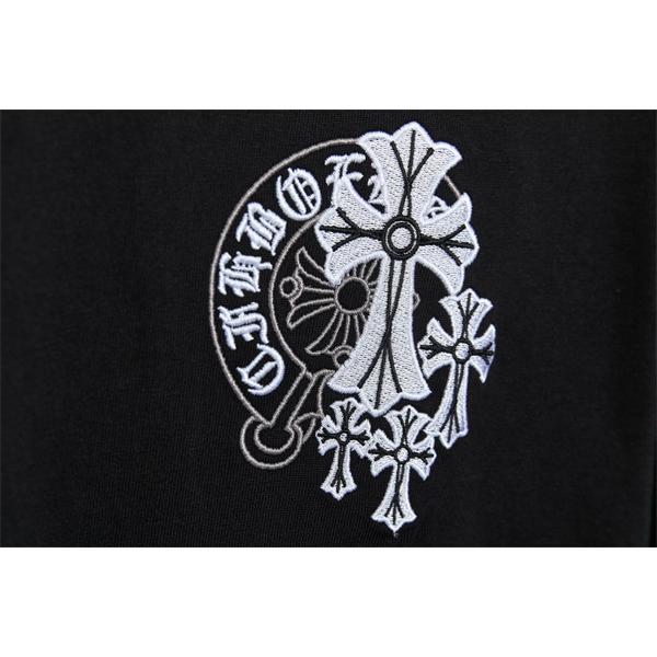 ホワイト 半袖Tシャツ Chrome Hearts クロムハーツ コピー 胸元ワンポイントロゴ バックビッグクロスグラフィック クルーネック モノトーンデザイン