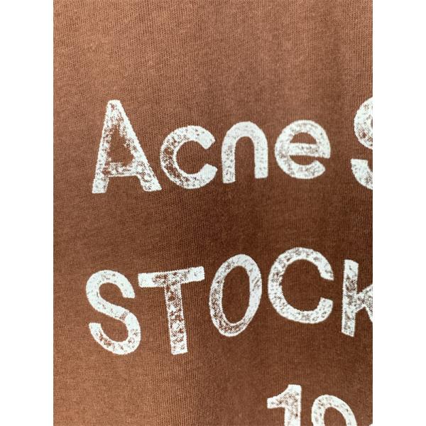 マルチカラー ブルー ロングTシャツ Acne Studios アクネ ストゥディオズ コピー フロントロゴプリント 丸首 リラックスフィット