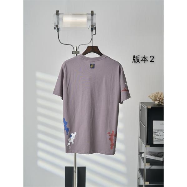   モーブグレー 半袖Tシャツ Louis Vuitton ルイヴィトン コピー ペイントスプラッシュ柄 クルーネック アートプリント ゆったりシルエット