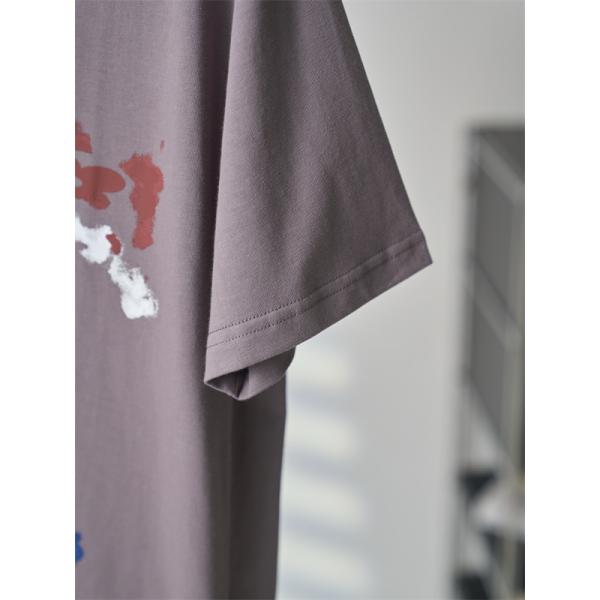   モーブグレー 半袖Tシャツ Louis Vuitton ルイヴィトン コピー ペイントスプラッシュ柄 クルーネック アートプリント ゆったりシルエット
