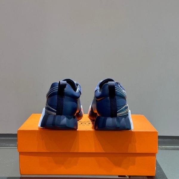 2026新作 HERMES エルメス コピー レザースニーカー メンズ ローカット シューズ ネイビー 配色デザイン カジュアル 高級感