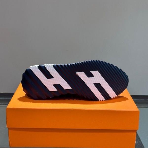 2026新作 HERMES エルメス コピー レザースニーカー メンズ ローカット シューズ ネイビー 配色デザイン カジュアル 高級感