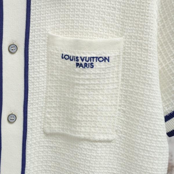 LOUIS VUITTON 正規品 フロントLVロゴボタン リブポロニット 半袖