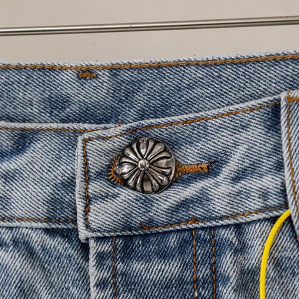 2026新作 CHROME HEARTS コピー クロムハーツ クロスパッチ デニムパンツ メンズ ワイドストレート ジーンズ ウォッシュ加工 ストリート カジュアル