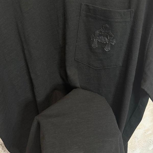 2026新作 CHROME HEARTS コピー クロムハーツ ポケットロゴ 半袖Tシャツ メンズ クルーネック グレー ミニマル ストリート カジュアル