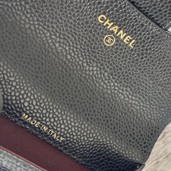 2026新作 CHANEL シャネル コピー クラシックカードケース レディース キャビアスキン 羊皮 ココマーク ブラック 大小球纹 ミニウォレット P80819