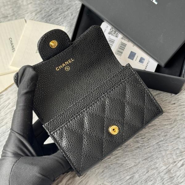 2026新作 CHANEL シャネル コピー クラシックカードケース レディース キャビアスキン 羊皮 ココマーク ブラック 大小球纹 ミニウォレット P80819
