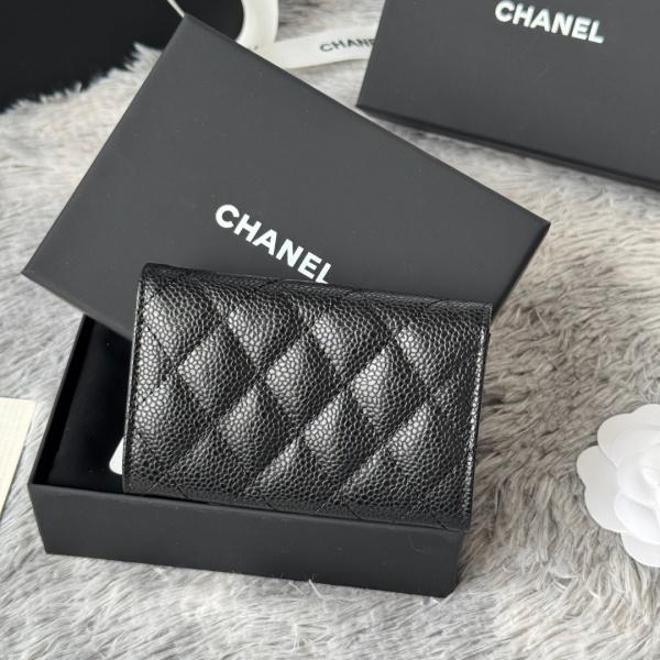 2026新作 CHANEL シャネル コピー クラシックカードケース レディース キャビアスキン 羊皮 ココマーク ブラック 大小球纹 ミニウォレット P80819