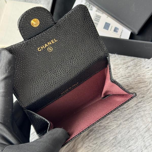 2026新作 CHANEL シャネル コピー クラシックカードケース レディース キャビアスキン 羊皮 ココマーク ブラック 大小球纹 ミニウォレット P80819