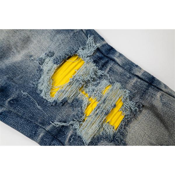 AMIRI 新作アミりジーンズコピー  破れ・レザー貼りパッチ ハイストリートデニム スタイルアップ