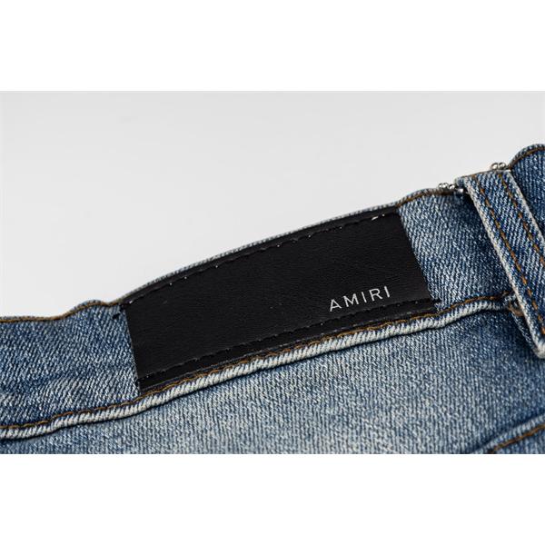 AMIRI 新作アミりジーンズコピー  破れ・レザー貼りパッチ ハイストリートデニム スタイルアップ
