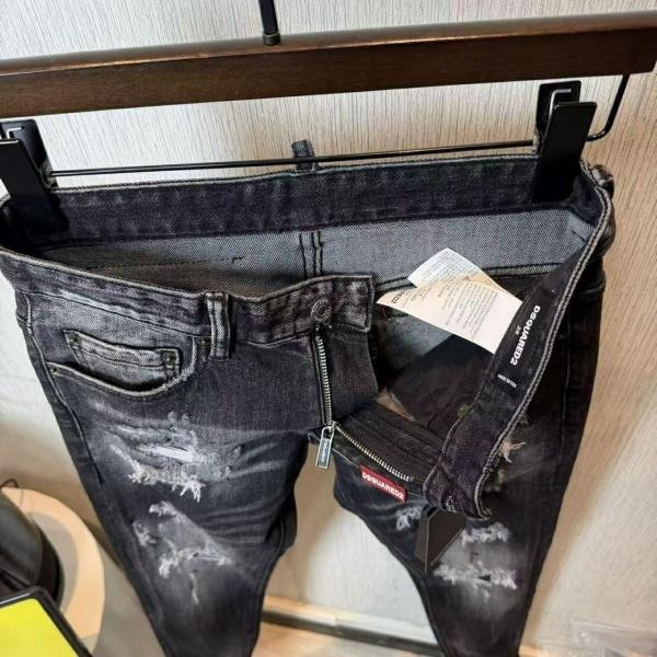 2026新作 DSQUARED2 ディースクエアード copy DSQUARED2 メンズ ダメージスキニーデニム クラッシュ加工 ブラックジーンズ