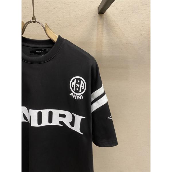 Amiri ☆アミリ 半袖Tシャツコピーヘビーウェイト綿100% ロゴプリント＆袖切り替えデザイン ユニセックス