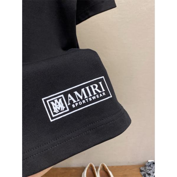 Amiri ☆アミリ 半袖Tシャツコピーヘビーウェイト綿100% ロゴプリント＆袖切り替えデザイン ユニセックス
