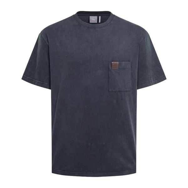 チャコールグレー 渋み DIOR ディオール コピー Tシャツ 胸ポケット ロゴパッチ クルーネック ゆったり 人気 トップス